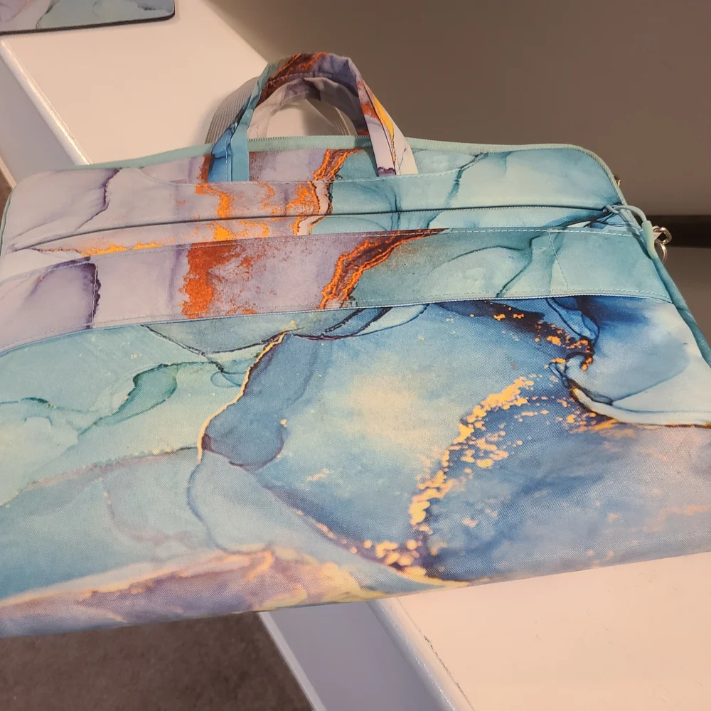 Stylish Blue Marble Women's Bag & Mouse Pad